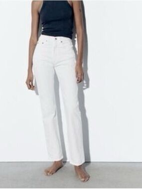 NWT - Zara - White High-Rise Straight Leg Women’st Jeans